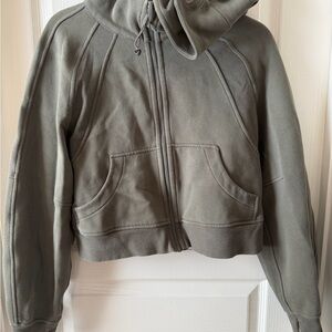 Lululemon Scuba Crop Army Green Cropped Hoodie Jacket